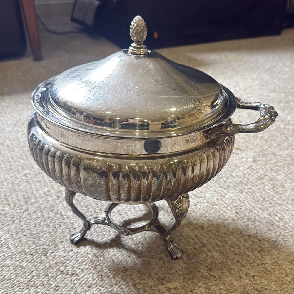 Vintage Serving Set | Silver Pot with Wooden Handle